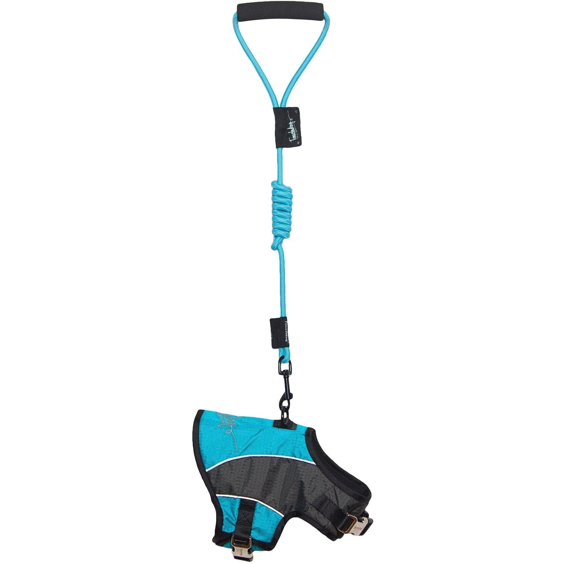 Touchdog ® 'Reflective-Max' 2-in-1 Performance Dog Harness and Leash Turquoise Blue, Charcoal Grey