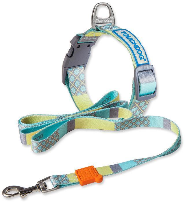 Touchdog ®'Trendzy' 2-in-1 Matching Fashion Designer Printed Dog Leash and Collar Blue