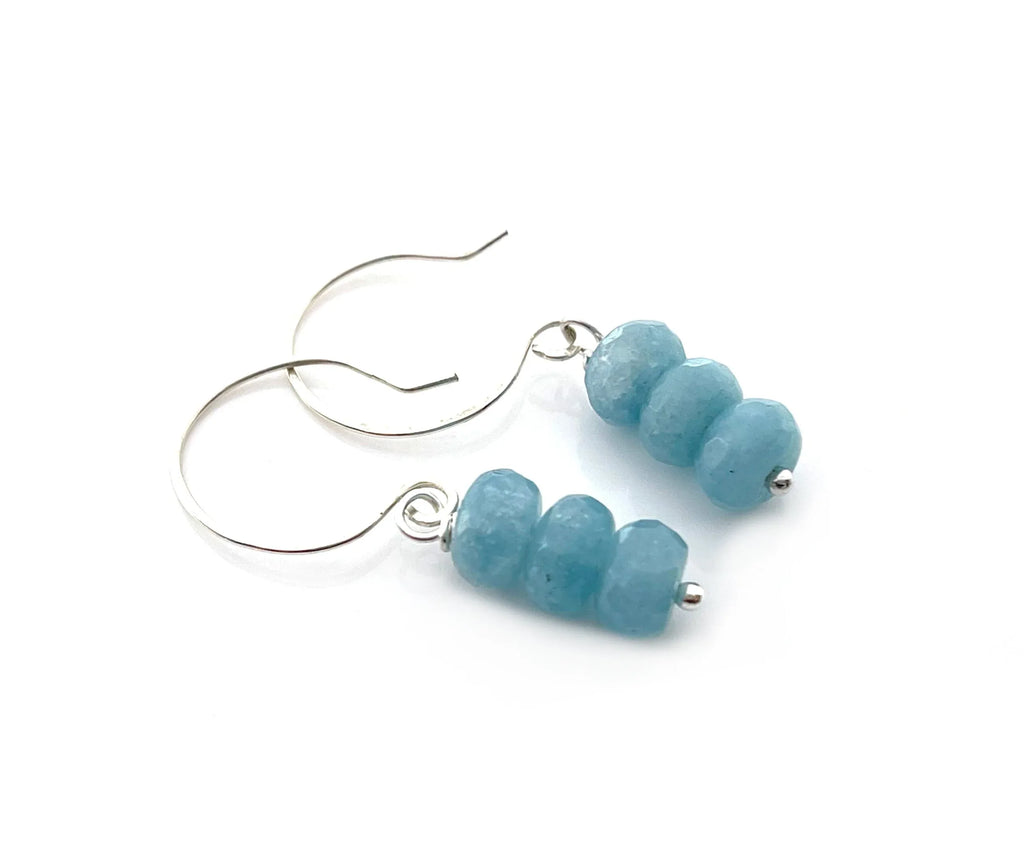 Sky Blue Jade Gemstone Sterling Earrings