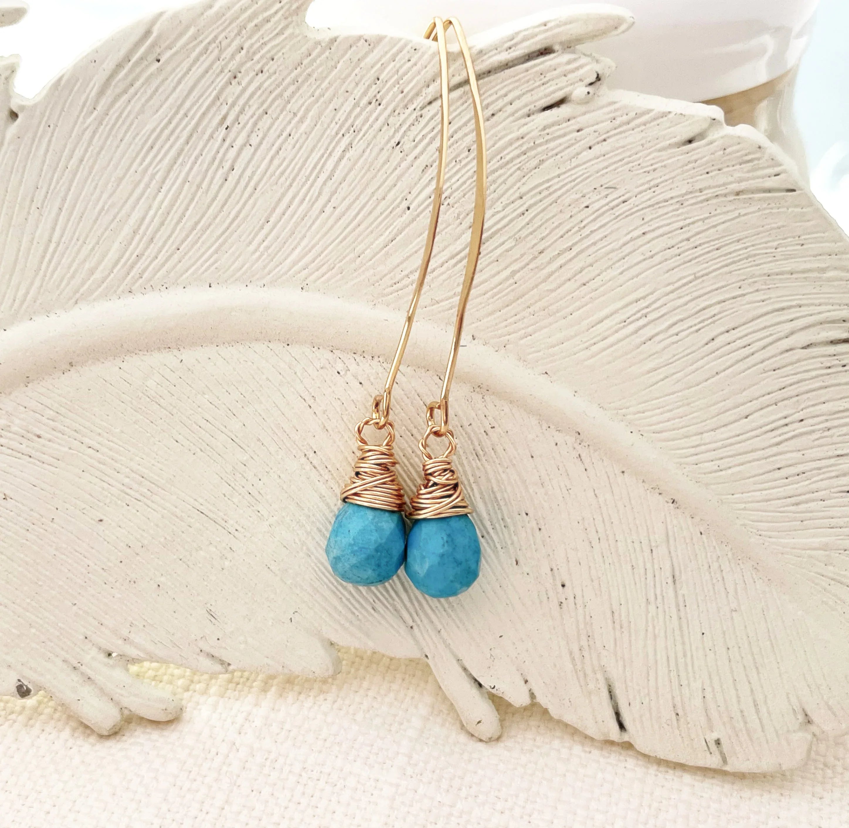 Turquoise Drop 14k Gold Filled Earrings