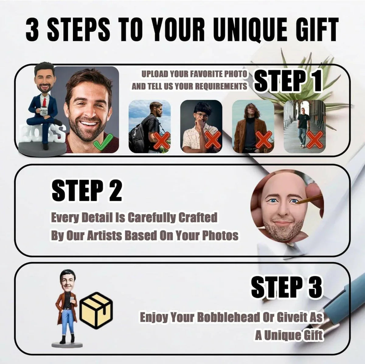 Custom man bobbleheads with 2 cats