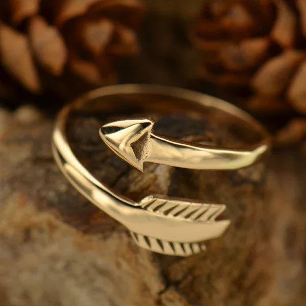 Adjustable Natural Bronze Arrow Ring