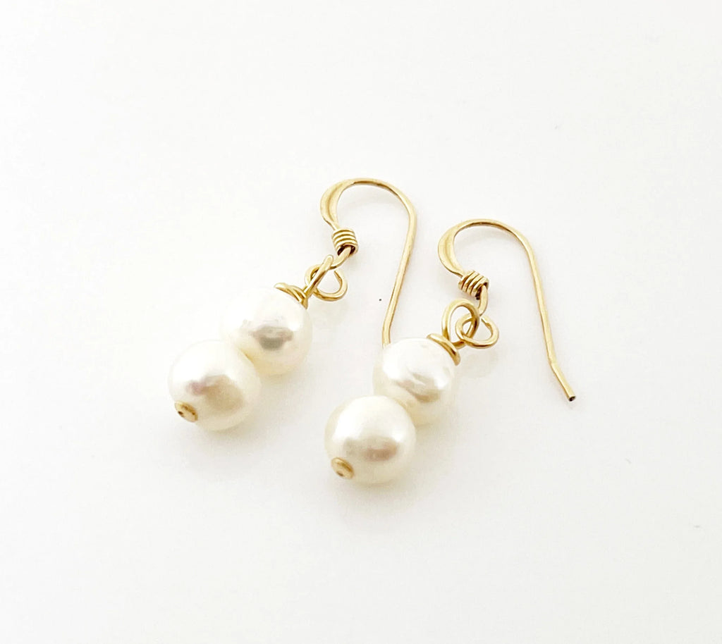 Double Pearl Drop Earrings