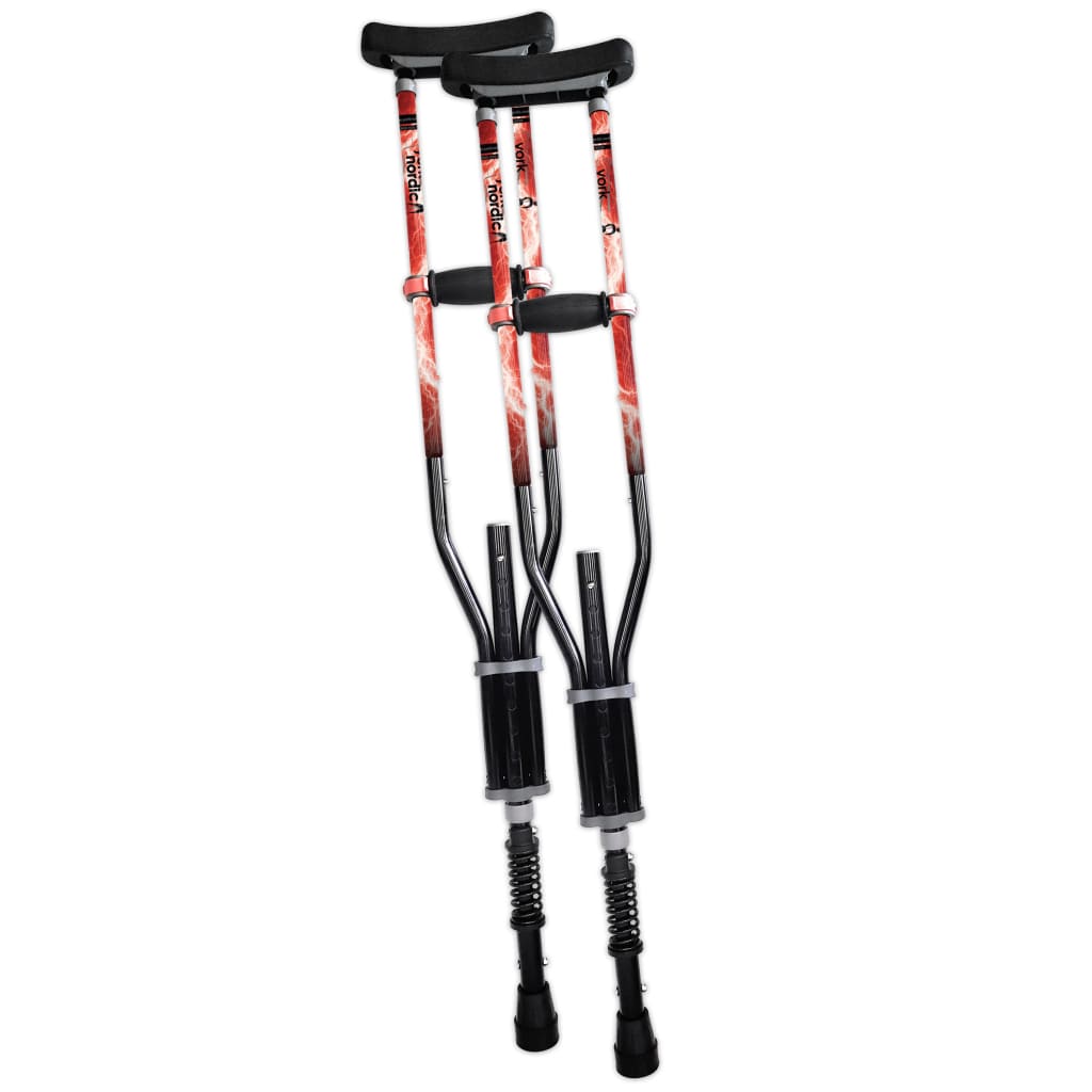 Adjustable Spring Cushion Crutches Perfect for Sports Injuries and Travel - Heights 4'7" to 6'6" - Adjust to 22" for Travel - Choice of Colors