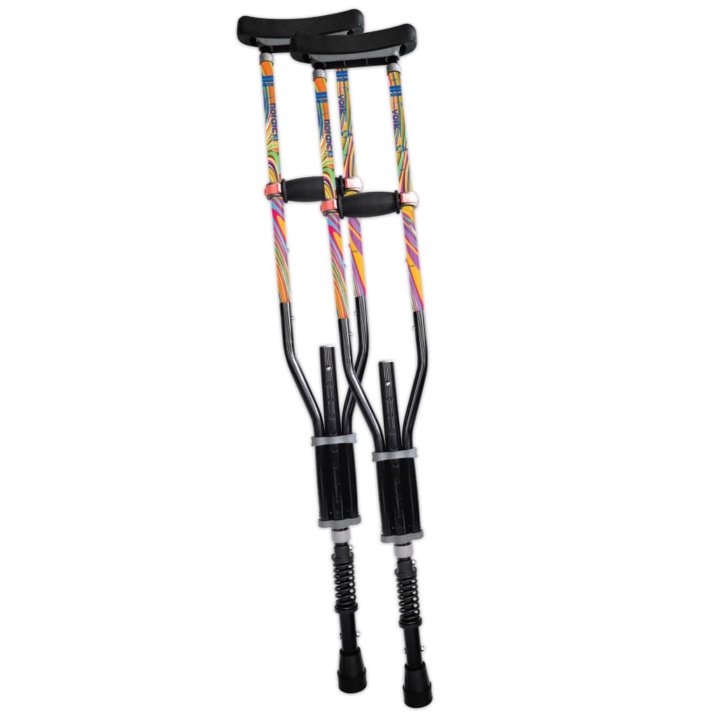 Adjustable Spring Cushion Crutches Perfect for Sports Injuries and Travel - Heights 4'7" to 6'6" - Adjust to 22" for Travel - Choice of Colors