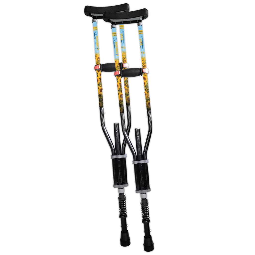 Adjustable Spring Cushion Crutches Perfect for Sports Injuries and Travel - Heights 4'7" to 6'6" - Adjust to 22" for Travel - Choice of Colors
