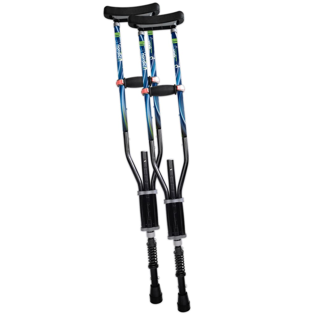 Adjustable Spring Cushion Crutches Perfect for Sports Injuries and Travel - Heights 4'7" to 6'6" - Adjust to 22" for Travel - Choice of Colors