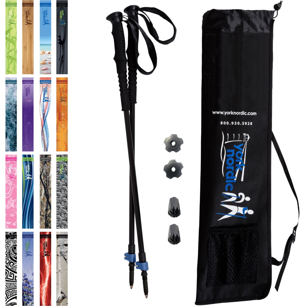Official Casual Trek Hiking & Walking Poles - Hiking/Trekking Grip w-flip locks, detachable feet and travel bag - pair - For Heights up to 6’2”