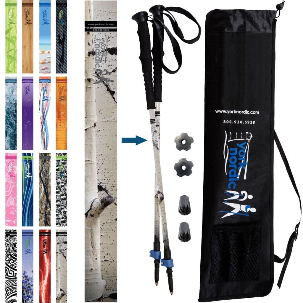 Official Casual Trek Hiking & Walking Poles - Hiking/Trekking Grip w-flip locks, detachable feet and travel bag - pair - For Heights up to 6’2”