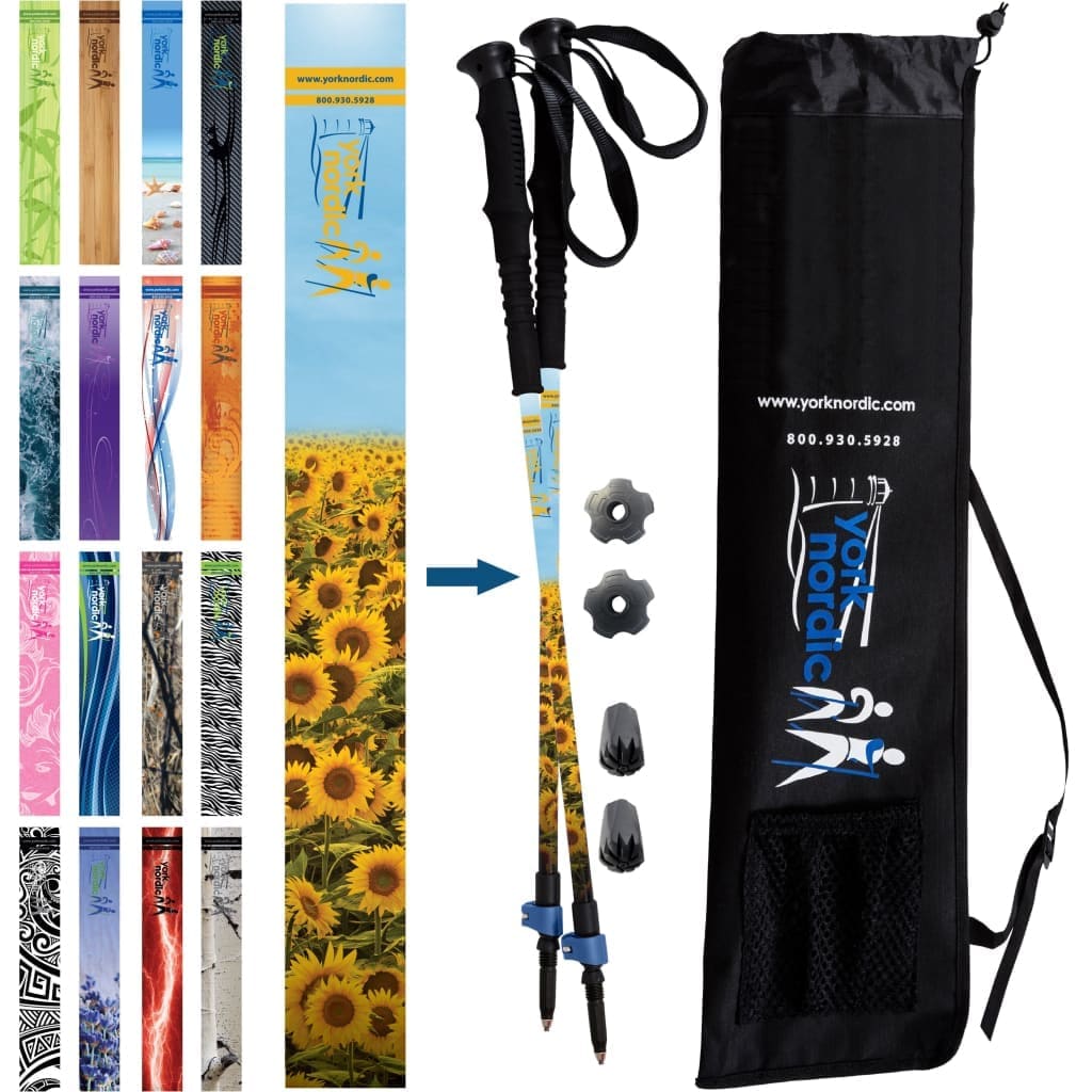 Official Casual Trek Hiking & Walking Poles - Hiking/Trekking Grip w-flip locks, detachable feet and travel bag - pair - For Heights up to 6’2”