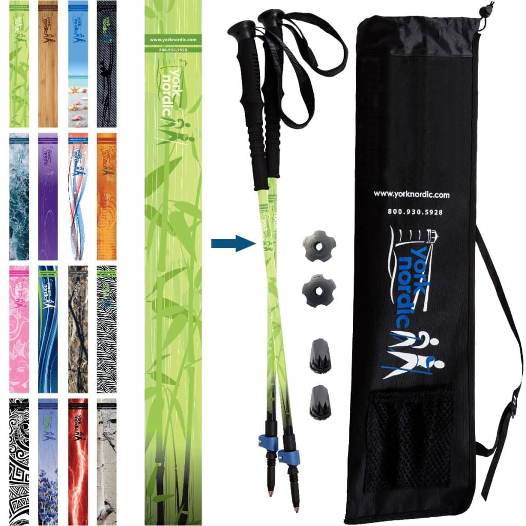 Official Casual Trek Hiking & Walking Poles - Hiking/Trekking Grip w-flip locks, detachable feet and travel bag - pair - For Heights up to 6’2”