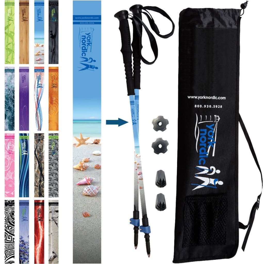 Official Casual Trek Hiking & Walking Poles - Hiking/Trekking Grip w-flip locks, detachable feet and travel bag - pair - For Heights up to 6’2”