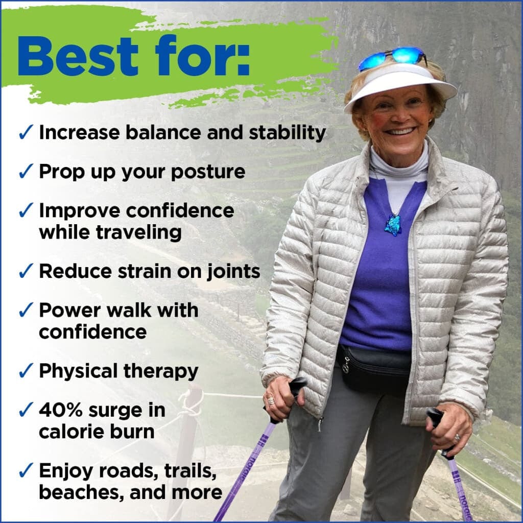 Motivator Swift Connect Travel Poles for Balance and Rehab - Patented Stability Grips - Lightweight, Adjustable and Collapsible includes Detachable Feet and Travel Bag