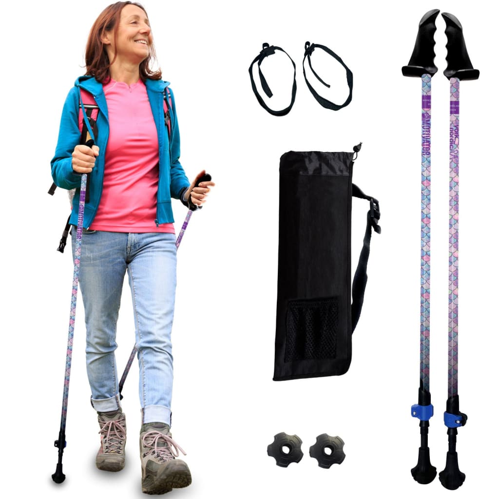 Motivator Walking Poles for Balance and Rehab - Patented Stability Grips - Lightweight, Adjustable, and Collapsible -2 Pieces Adjustable w/flip Locks, Detachable feet and Travel Bag - For Heights up to 6'2"