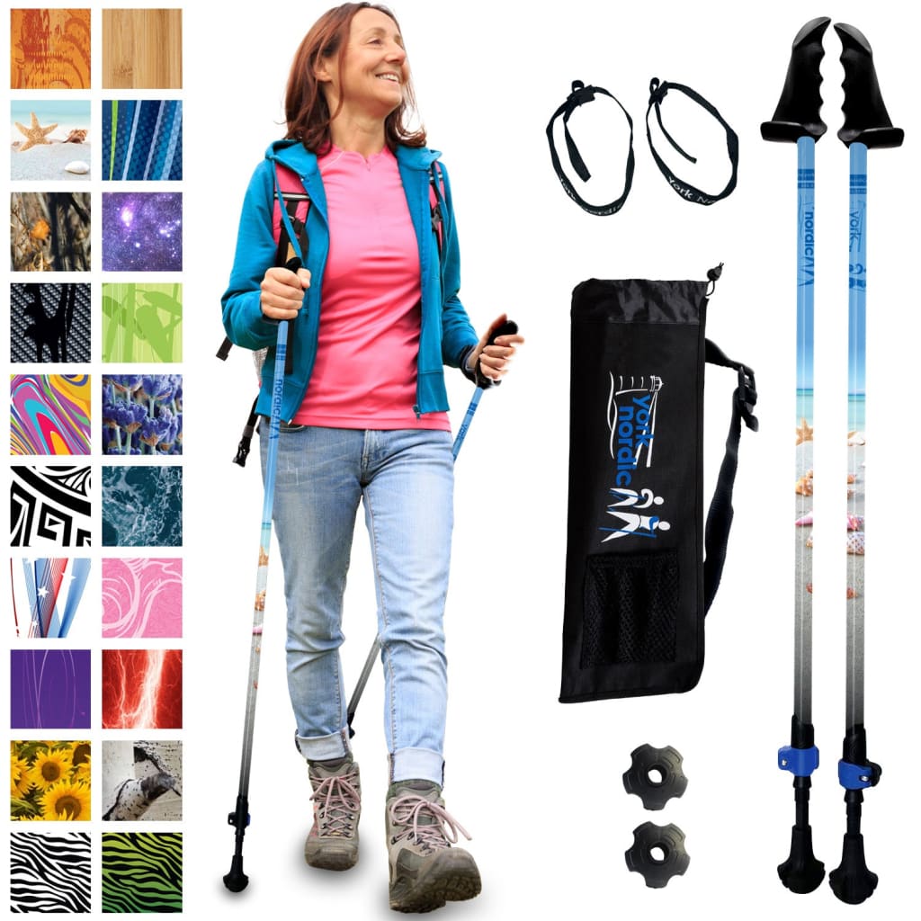Motivator Walking Poles for Balance and Rehab - Patented Stability Grips - Lightweight, Adjustable, and Collapsible -2 Pieces Adjustable w/flip Locks, Detachable feet and Travel Bag - For Heights up to 6'2"