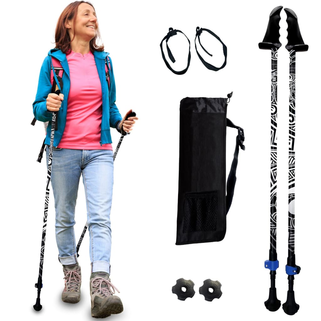 Motivator Walking Poles for Balance and Rehab - Patented Stability Grips - Lightweight, Adjustable, and Collapsible -2 Pieces Adjustable w/flip Locks, Detachable feet and Travel Bag - For Heights up to 6'2"
